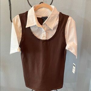 Bay Studio Brown and White Layered Top PL